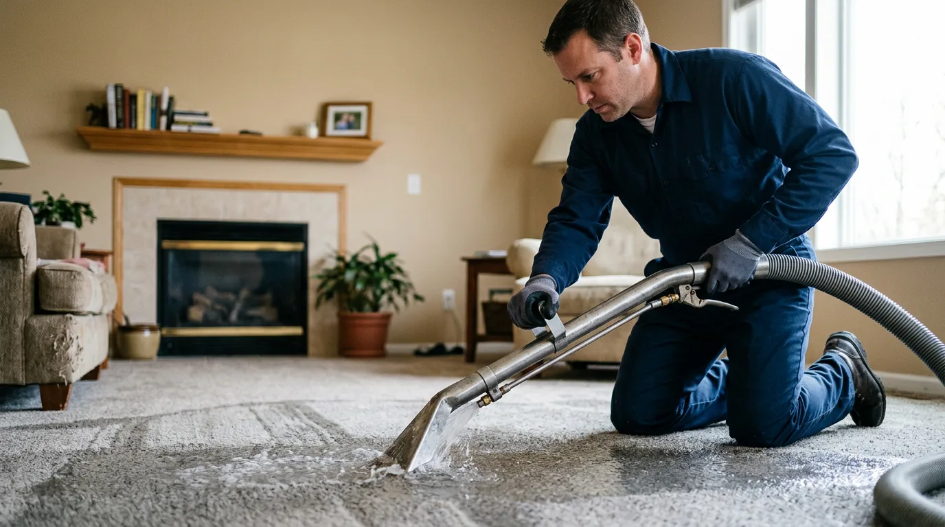 Water damage restoration technician working near Colon, MI